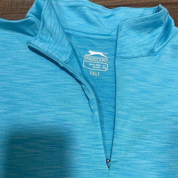 Slazenger Golf Womens XL Blue Space Dye Quarter Zip Pullover Long Sleeve Shirt - Picture 2 of 6